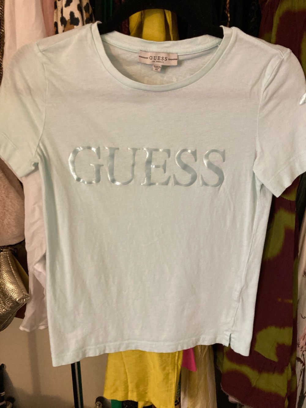 GUESS Light Blue Short Sleeve Logo Tee